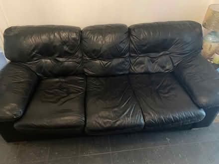 Photo of free Black leather three seater sofa (Wyken,Coventry) #4