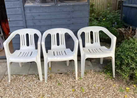 Photo of free 3 plastic chairs (Three Fields Farm HP3) #1