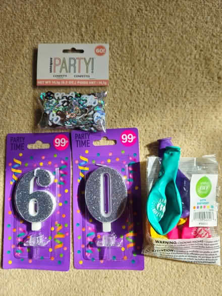 Photo of free 60th birthday candles, confetti and balloons (Walton) #1