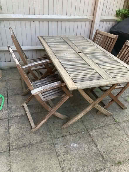 Photo of free Garden table and chairs (Horn's Mill SG13) #2