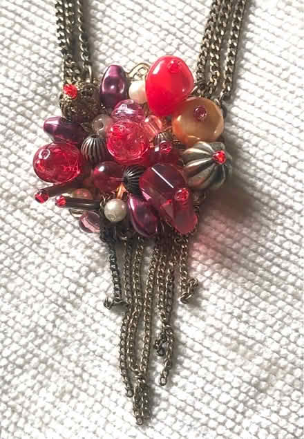 Photo of free Orange, red bead & brass chain neckace. (Great Harwood BB6) #1