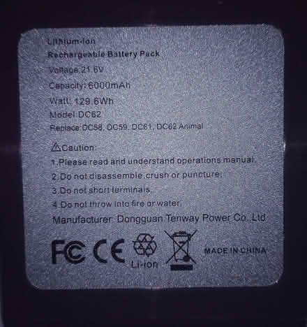 Photo of free Dyson [V6] Battery (Stapleton LD8) #3