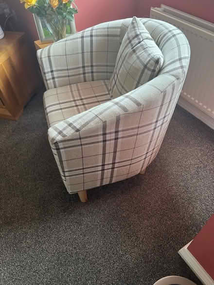 Photo of free Tub Chair - Burberry pattern with cushion (Woodville DE11) #2