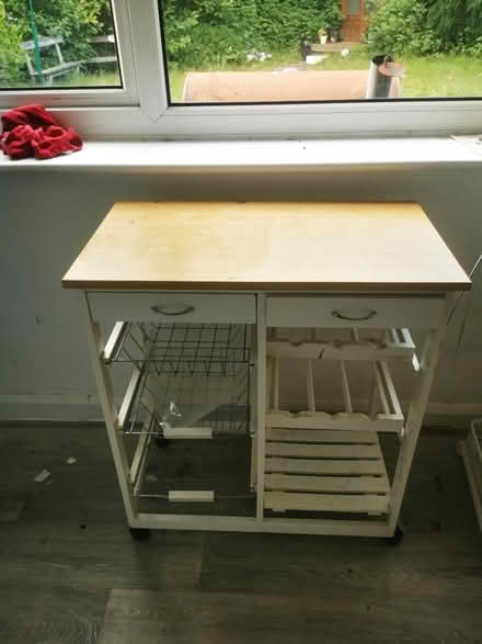 Photo of free White and wood counter/storage unit (Salford M6) #2