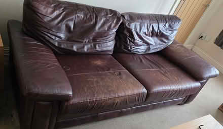 Photo of free Leather 3 seat sofa (Boughton Vale CV23) #1