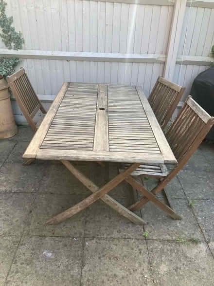 Photo of free Garden table and chairs (Horn's Mill SG13) #3