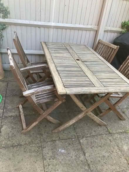 Photo of free Garden table and chairs (Horn's Mill SG13) #1