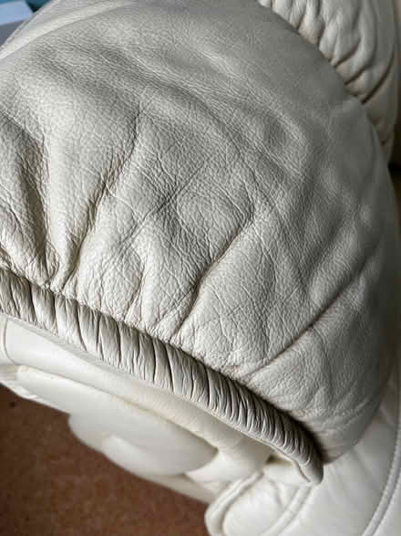 Photo of free Large leather effect cream coloured armchair (Lupton LA6) #3