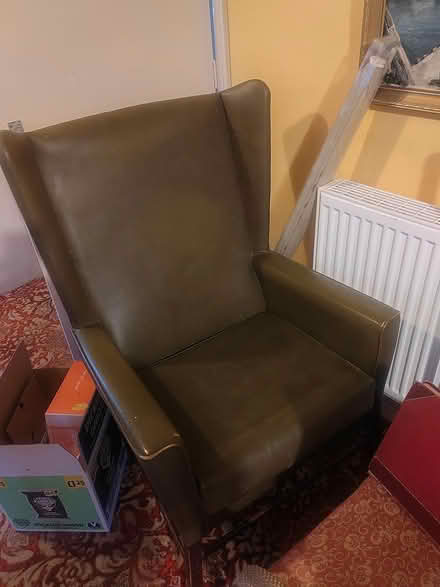 Photo of free Green leather arm chair (Whittlesey) #1