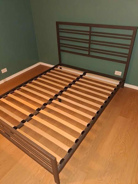 Photo of free Queen Crate & Barrel Bed Frame (Woodridge (75th & Janes)) #1