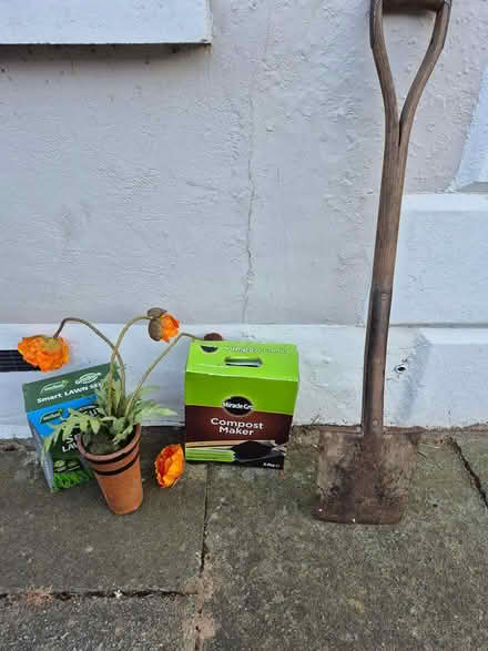 Photo of free Garden spade, grass seed etc (Teddington TW11) #1