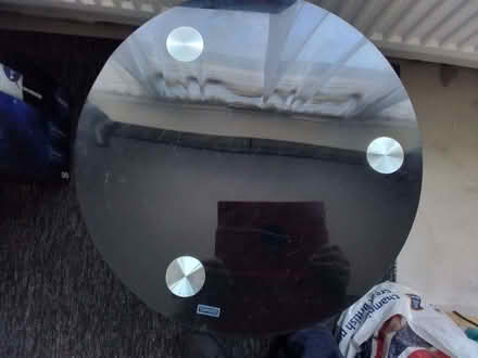 Photo of free Tempered dark glass 2 tier table (Coggeshall CO6) #3