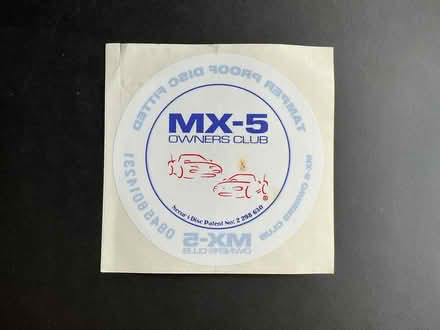 Photo of free Mazda MX5 Owners' Club - Window Sticker (CT1) #1