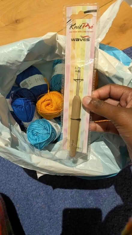 Photo of free Mixed bag of crochet yarns, hook x1 (Dyke Road area BN3) #1