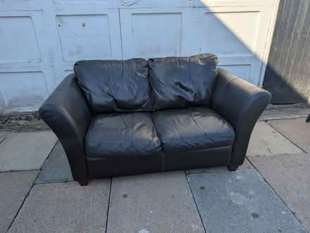 Photo of free 2 Seater Brown Leather Sofa (Eastham CH62) #1