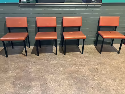Photo of free Red metal chairs upholstered in red plastic. (Aigburth L19) #2