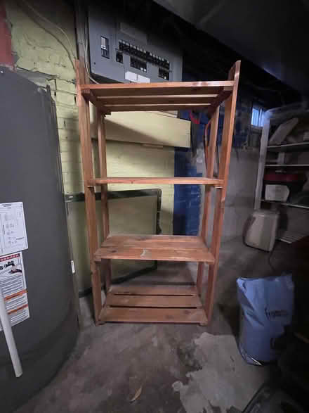 Photo of free Wooden shelving unit, 58" height (Bloor and Ossington) #1