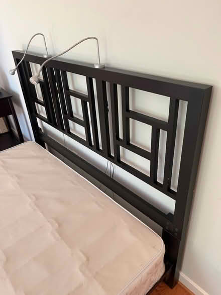 Photo of free Queen headboard, bedframe, boxsprg (Glen echo, md) #1