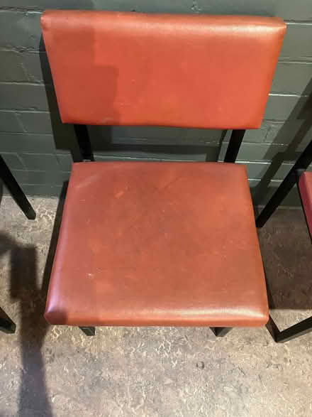 Photo of free Red metal chairs upholstered in red plastic. (Aigburth L19) #1