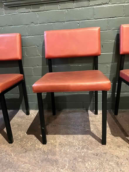 Photo of free Red metal chairs upholstered in red plastic. (Aigburth L19) #3