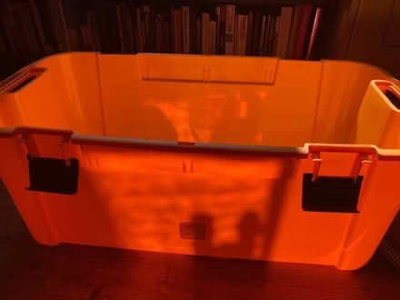 Photo of free large lidded Curver storage box - 2 wheels 80L (Lewes BN7) #1