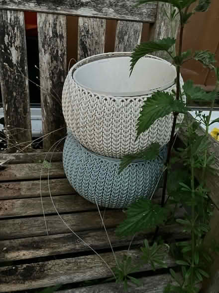 Photo of free 2 plastic hanging pots (Barnard's Green WR14) #1