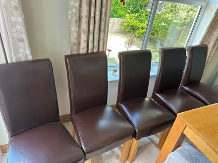 Photo of free 5 oak furniture dining chairs (Purton) #1