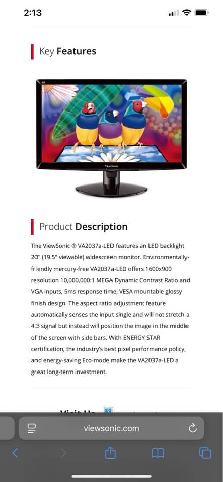 Photo of free View Sonic 20” Monitor (Sunnyvale (near CalTrain)) #4