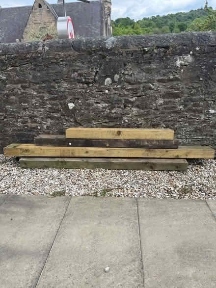 Photo of free 4 wooden sleepers, various lengths (Bridge of Allan FK9) #1