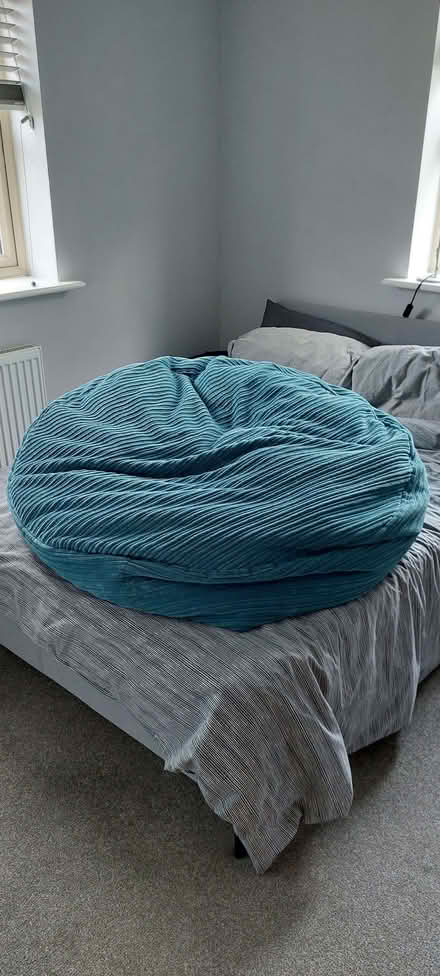 Photo of free Large Teal Bean Bag (Harlow Fields DE22) #2