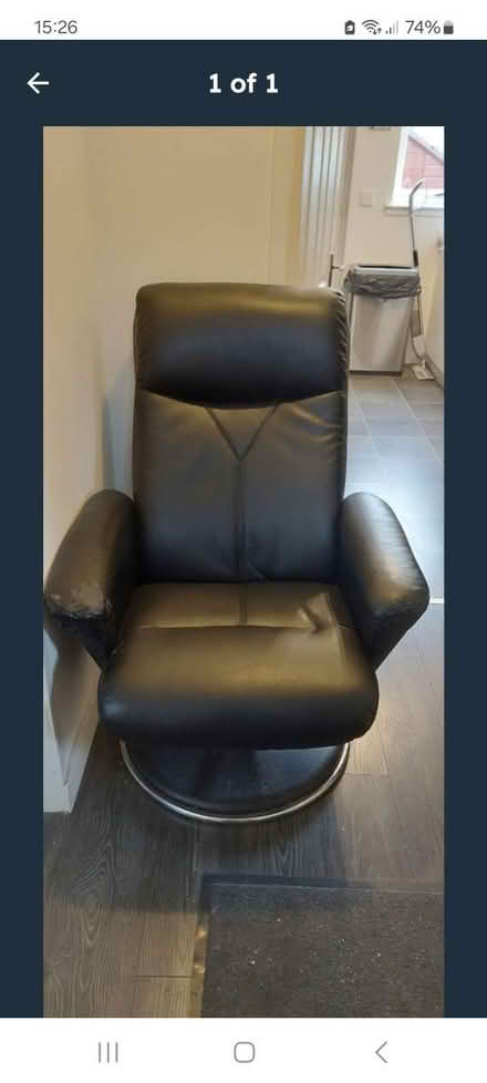 Photo of free Reclining black leather chair (AB16) #1