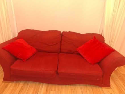 Photo of free Red sofa and 2 arm chairs (Knocklyon Dublin 16) #1