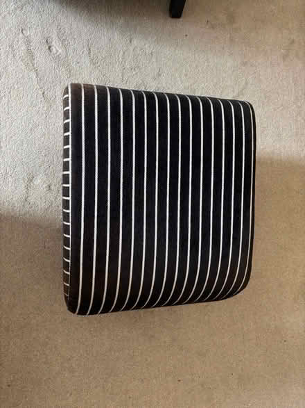 Photo of free Black and white stripe upholstered armchair and footstool . (Belle Vue SY3) #3