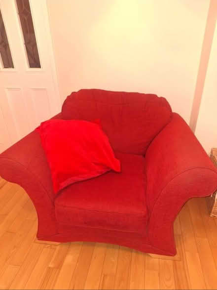 Photo of free Red sofa and 2 arm chairs (Knocklyon Dublin 16) #3