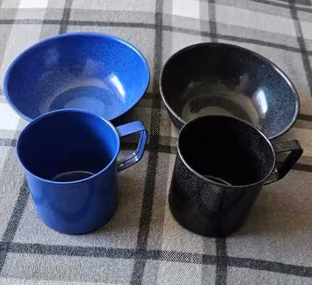 Photo of free 2 enamel cups and bowls (Chaddesden Wood DE21) #1