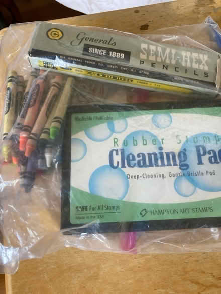 Photo of free Pencils, crayons,stamp cleaning pad (Sunnyvale near Ortega Park) #1