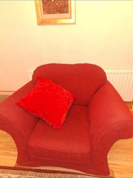 Photo of free Red sofa and 2 arm chairs (Knocklyon Dublin 16) #2