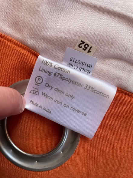 Photo of free Pair of John Lewis orange eyelet curtains (Springfield SY2) #2