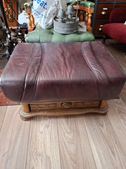 Photo of free leather footstool pouffe and drawer (Doncaster DN5) #1