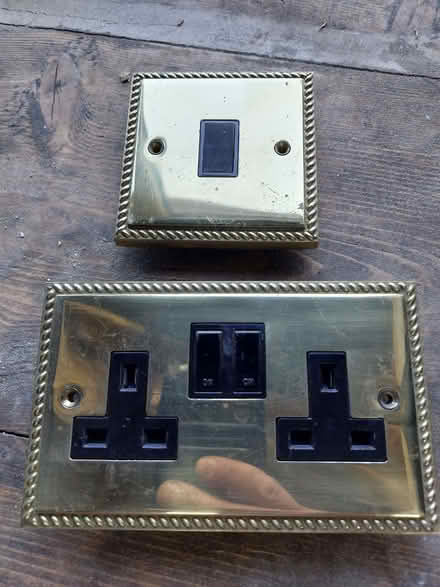 Photo of free Brass double socket and light switch (Walton ST15) #1