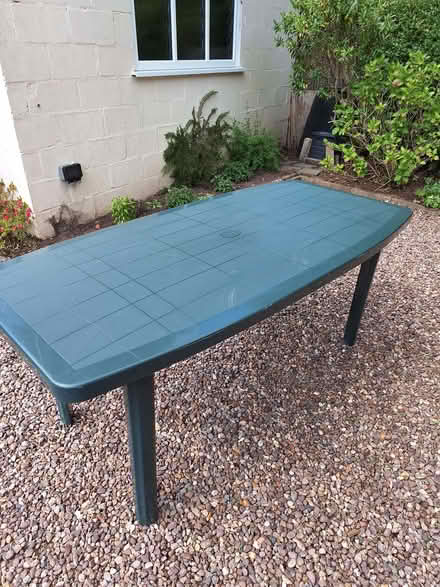 Photo of free Green plastic table. (Brocton ST17) #1