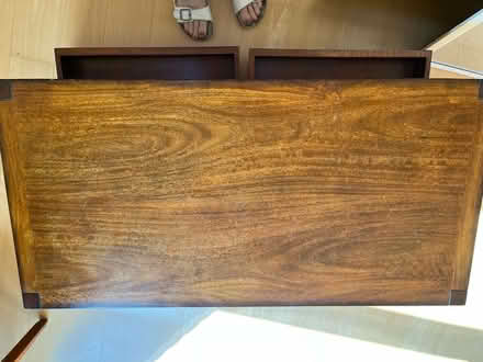 Photo of free Dark wood coffee table with brass handles used condition (Leeds LS1) #1