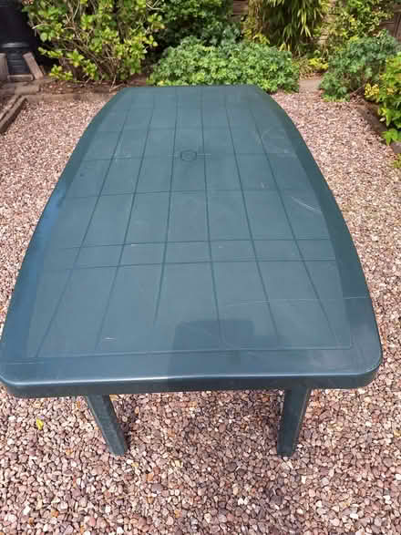 Photo of free Green plastic table. (Brocton ST17) #3