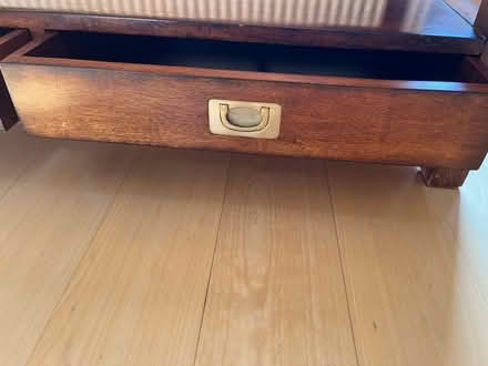 Photo of free Dark wood coffee table with brass handles used condition (Leeds LS1) #3