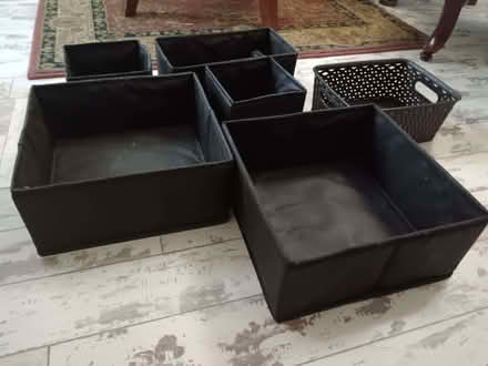 Photo of free 6 storage boxes, black (Woodford IG8) #1