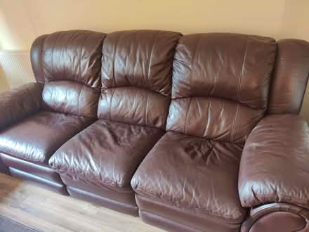 Photo of free Large Leather sofaset- 3 & 2 seater (Westcroft MK4) #1