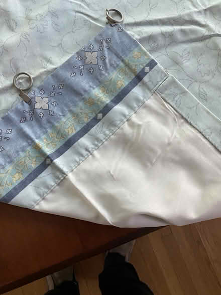 Photo of free Blue-green arabesque curtains (2) (Nr Fresh Pond & Mt Auburn Cem.) #2