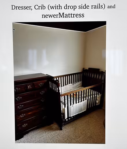 Photo of free Crib, new mattress, baby dresser (15 & Van Dyke) #1