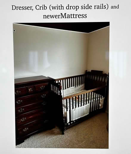 Photo of free Crib, new mattress, baby dresser (15 & Van Dyke) #1