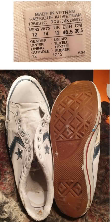 Photo of free Converse shoes, white, size 12 (Ranelagh) #1